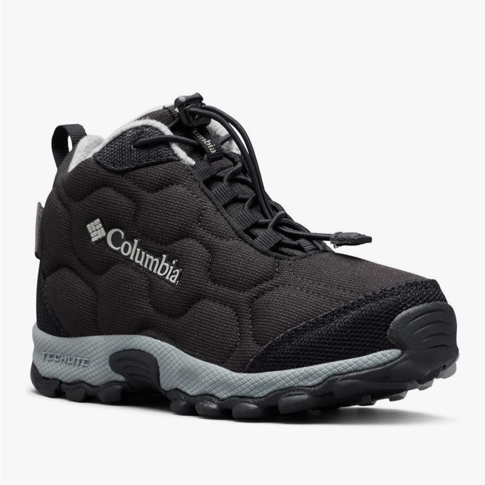 Columbia Youth Firecamp Midtop Black and Gray Waterproof Outdoor Boot- size 7